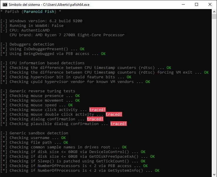 Pafish tool show ‘Sandbox Evasion (T1497)' techniques